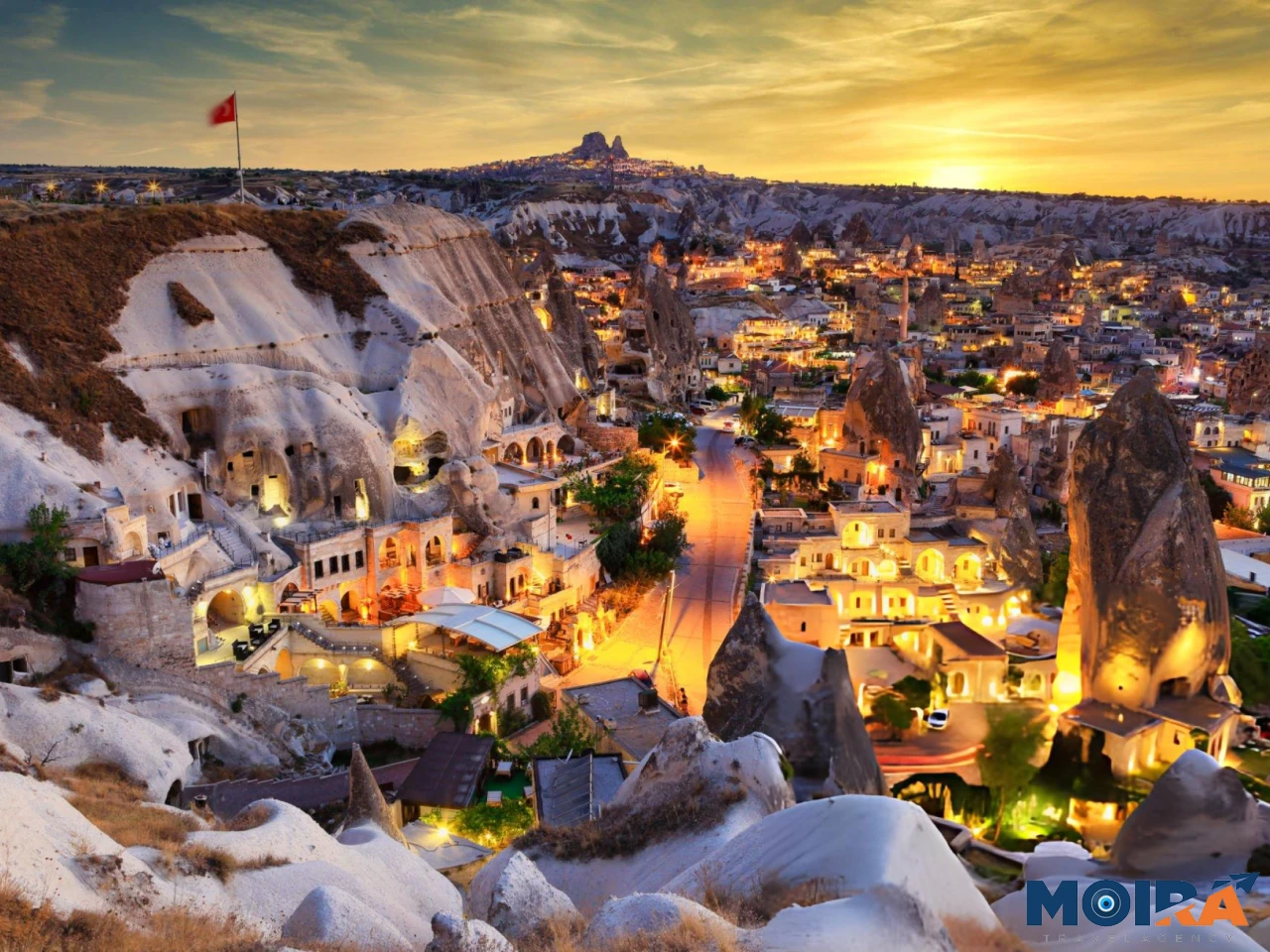Cappadocia-Sunset-Panorama-with-Turkish-Flag-Turkey